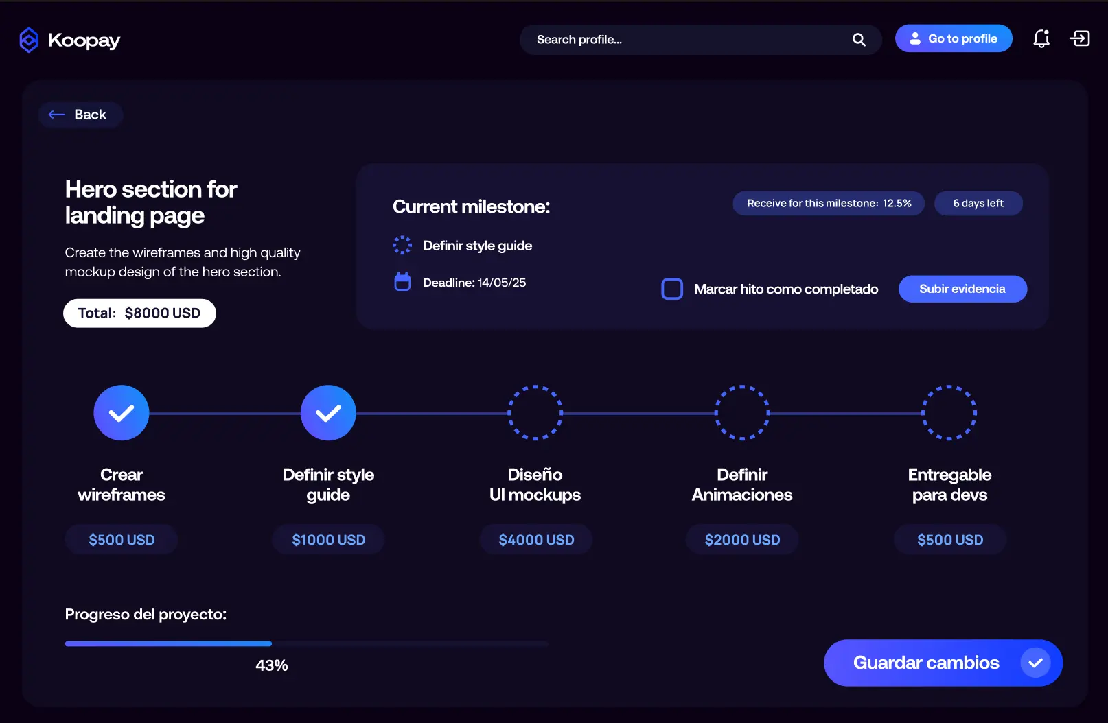 Koopay Milestone Tracking